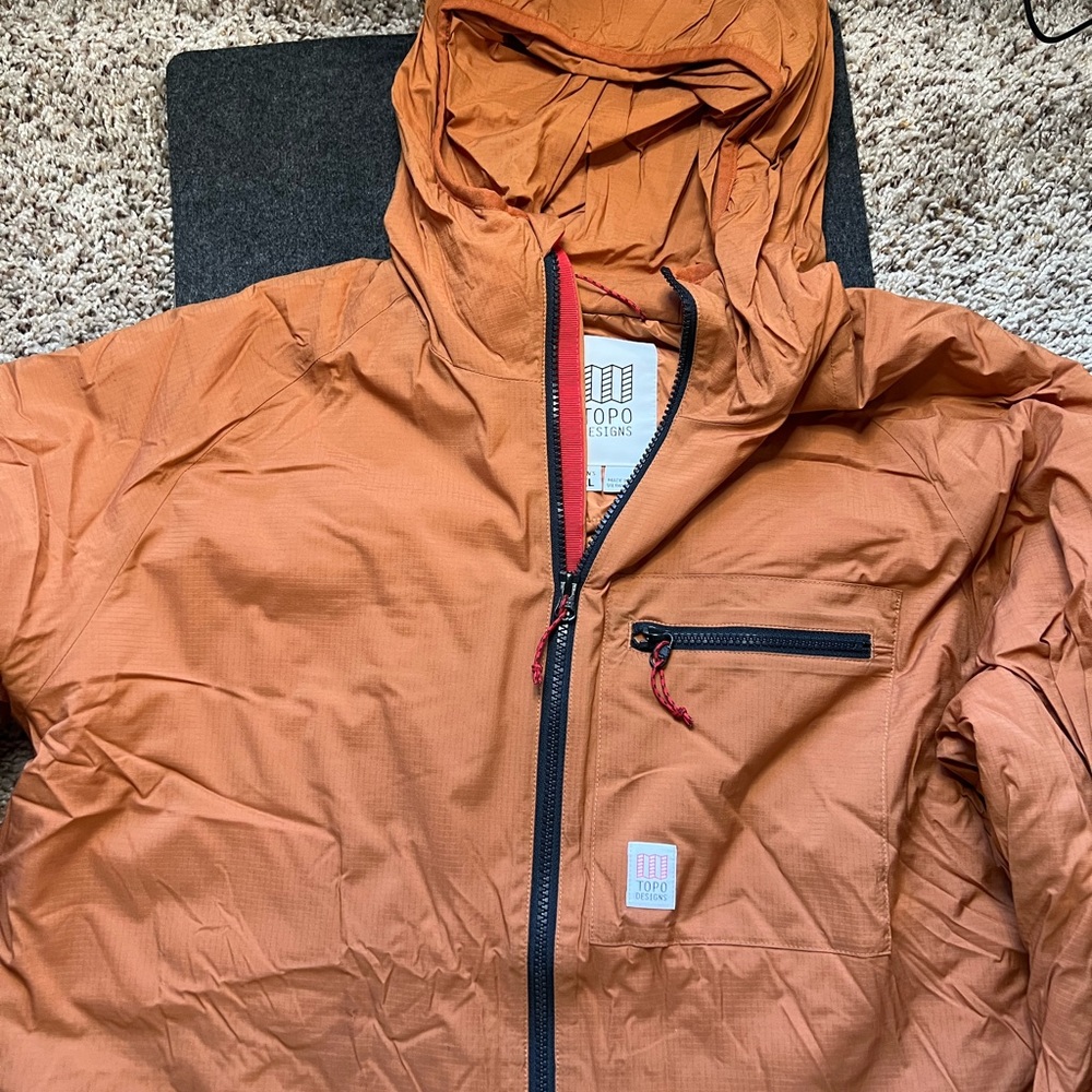 Topo designs burnt orange puffer full zip jacket *packable